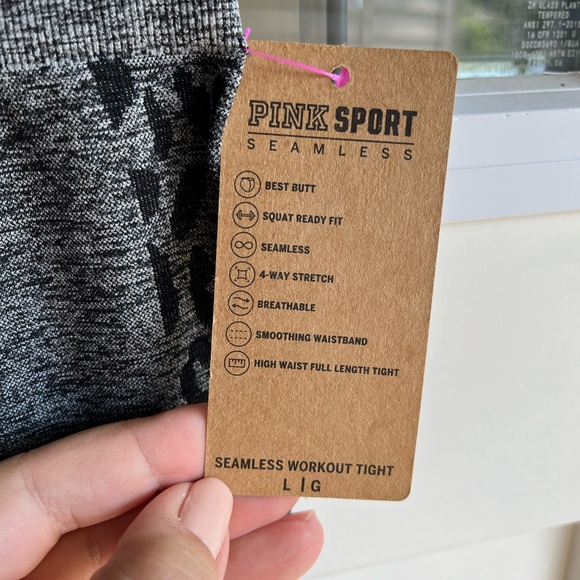 PINK gray marled animal print seamless sport leggings - Picture 4 of 6